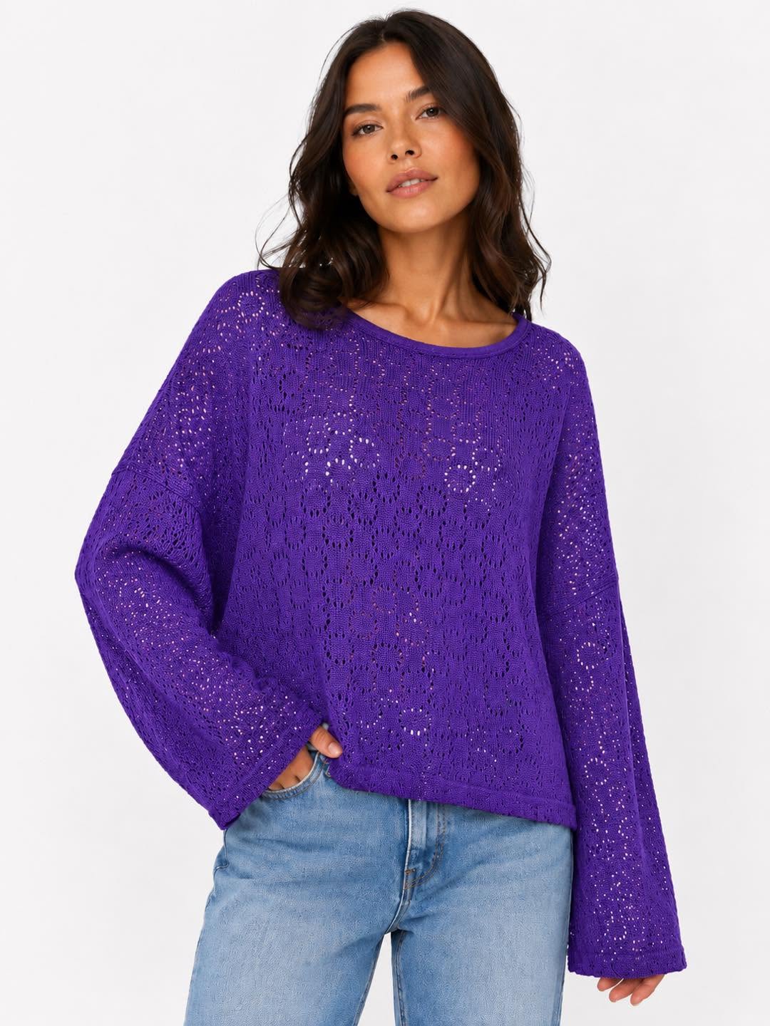 Knit Cotton Long Sleeve Top