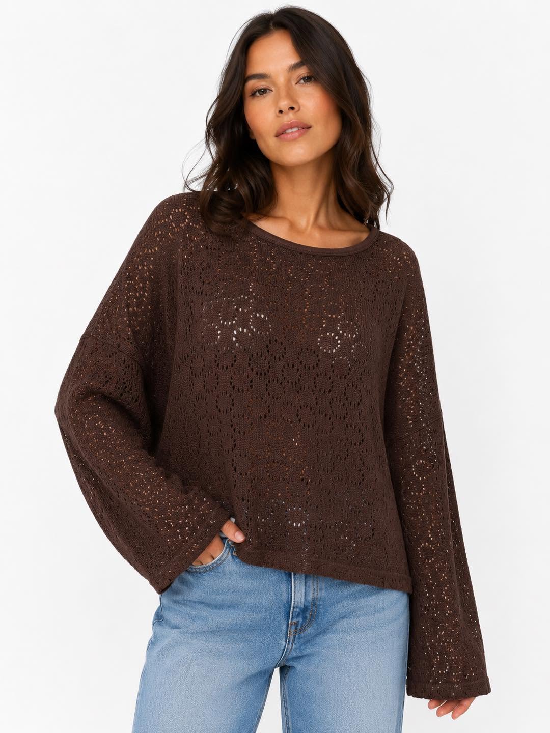 Knit Cotton Long Sleeve Top