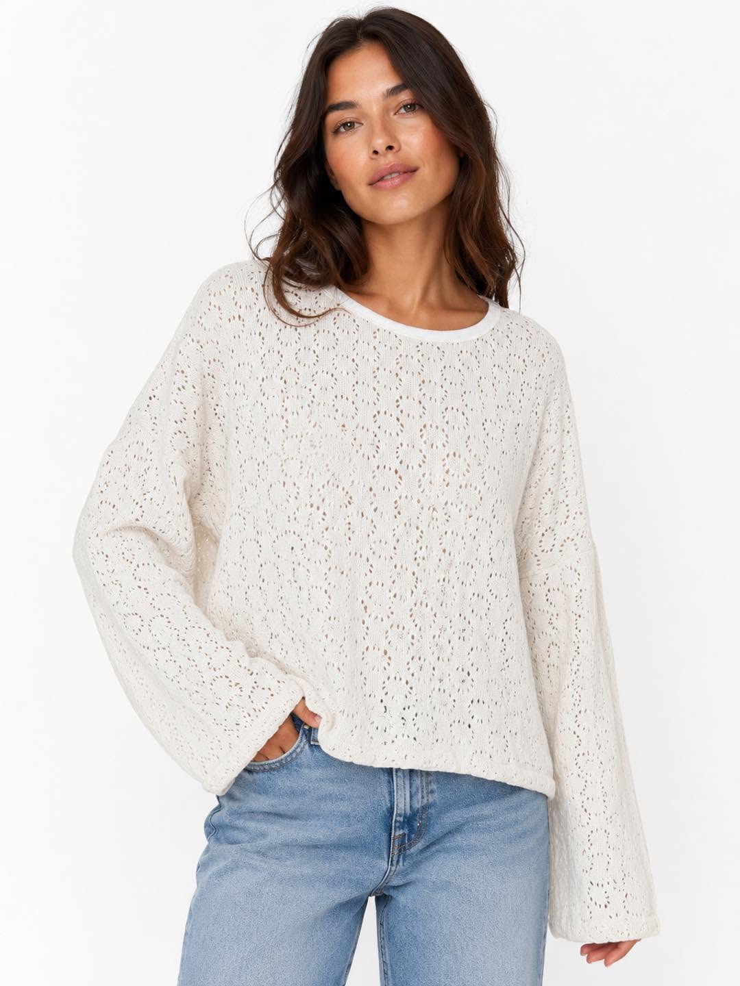 Knit Cotton Long Sleeve Top