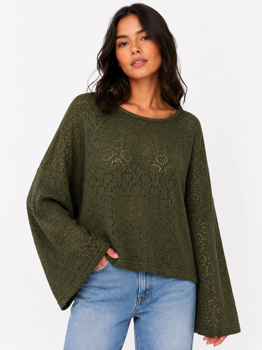 Knit Cotton Long Sleeve Top