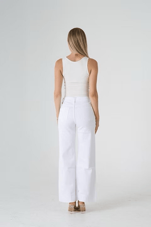 Patch Pocket Wide Leg Jeans White