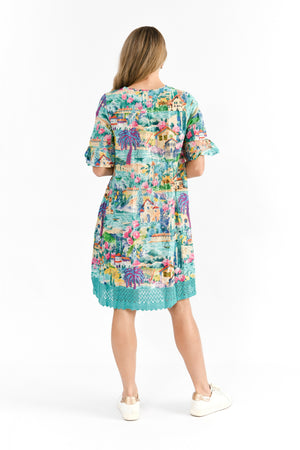 Hannah Tunic Mini Dress - Tropical Print