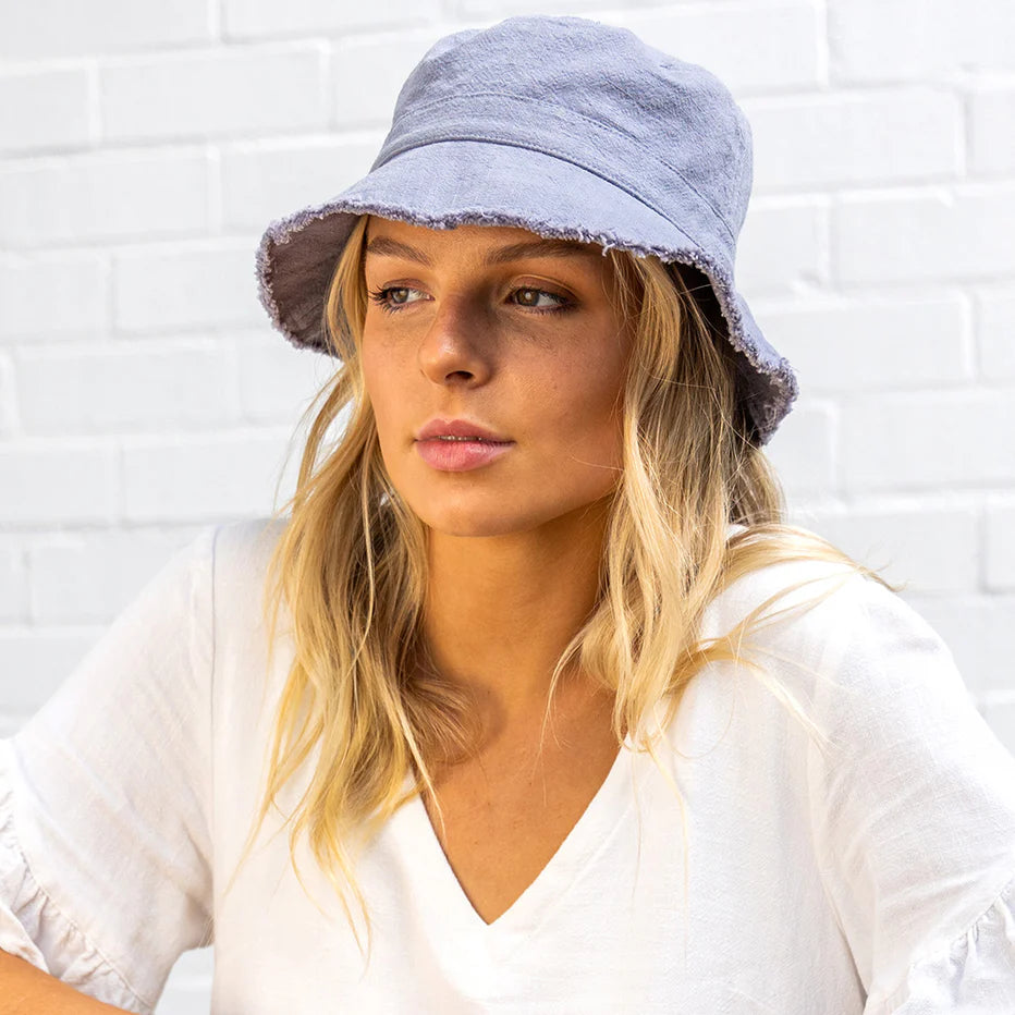 LINEN BUCKET BEACH HAT SMALL