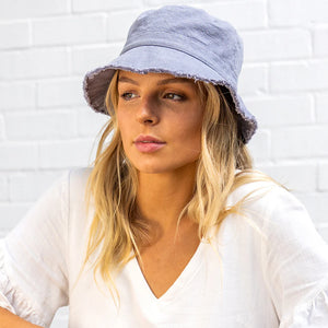 LINEN BUCKET BEACH HAT SMALL