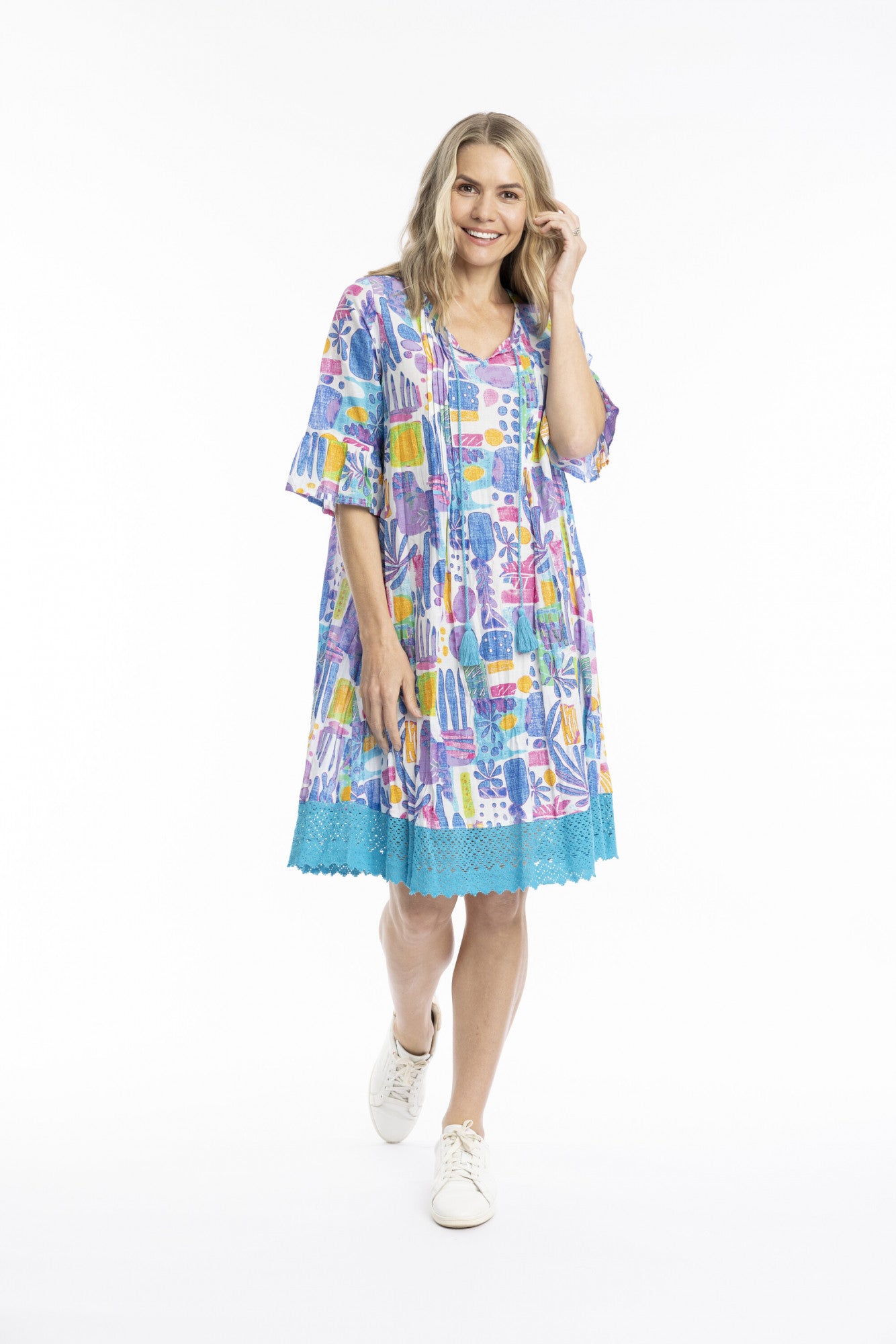 Hannah Tunic Mini Dress - Tropical Blocks