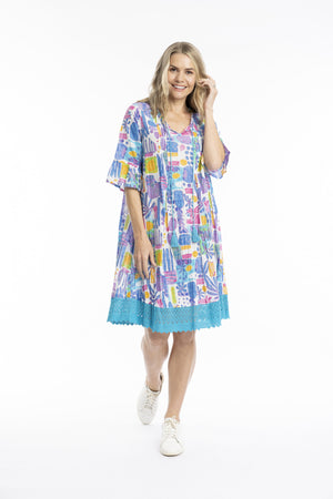 Hannah Tunic Mini Dress - Tropical Blocks