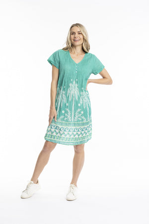 Nicola Dress Cap Sleeve Mini Dress Azure Drift