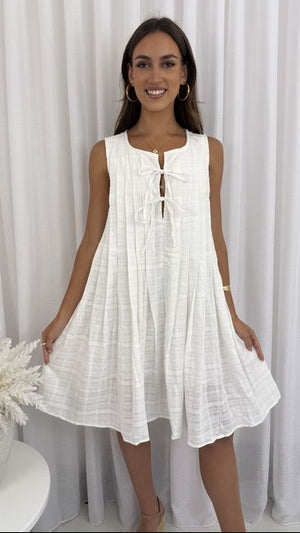 🌟SALE - Pintuck Aline Linen Look Mini Dress