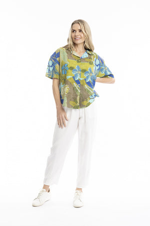 Top Collar - Tropical Flowers Olive
