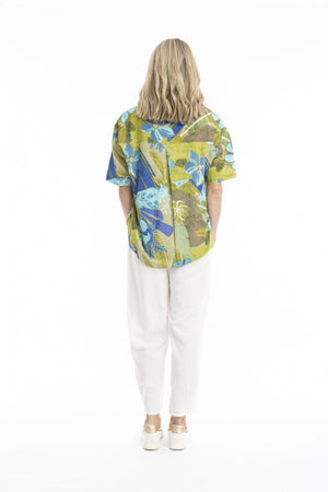 Top Collar - Tropical Flowers Olive