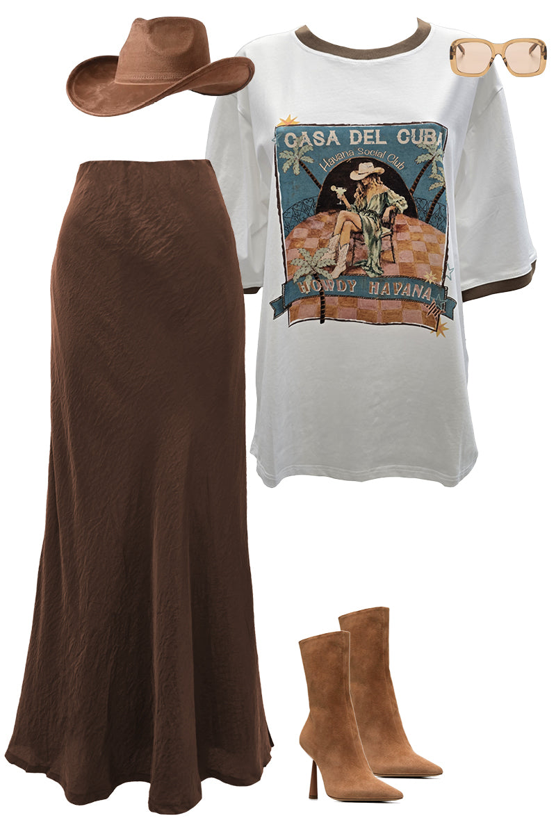 Bias Cut Maxi Satin Skirt