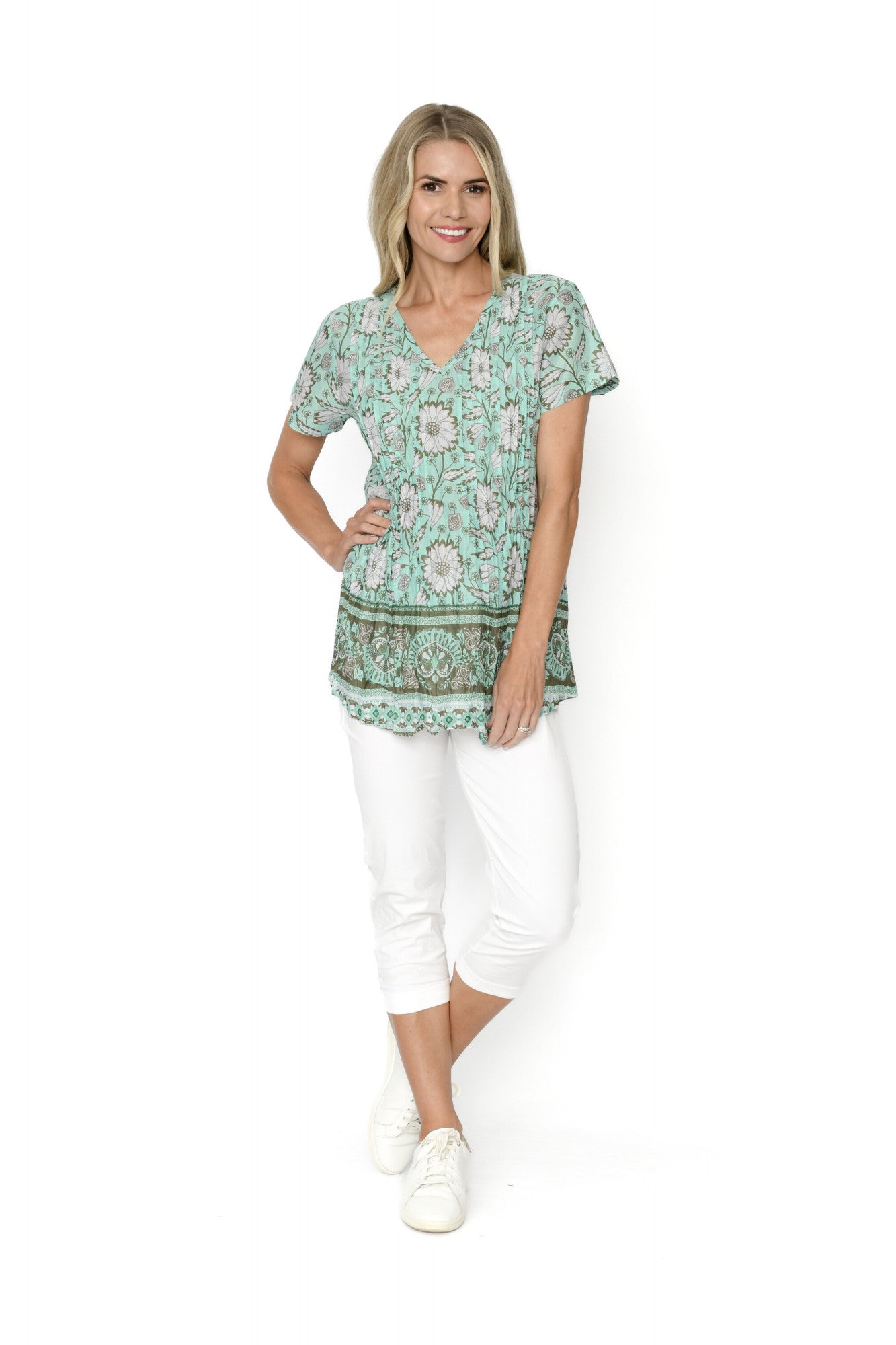 Kayla Cotton Blouse Short Sleeve - Flower 4