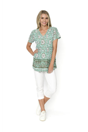 Kayla Cotton Blouse Short Sleeve - Flower 4
