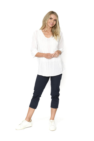 Evie Pleated Top with 3/4 Sleeve