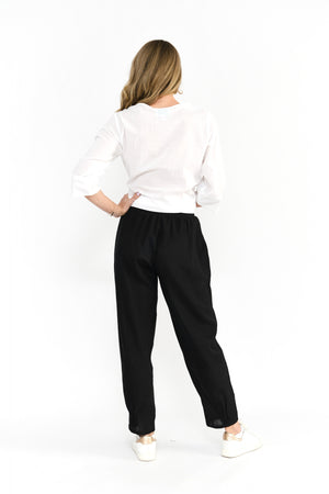 Linen Pleat Hem Full Length Pants