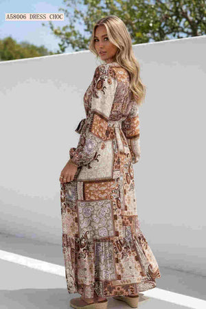 Paisley 3 Tier Long Sleeve Maxi Dress