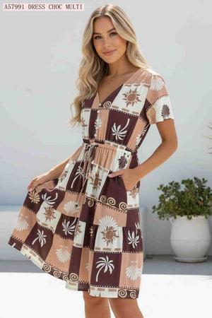Sunny Palm V-neck Mini Dress