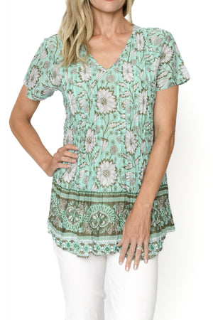 Kayla Cotton Blouse Short Sleeve - Flower 4