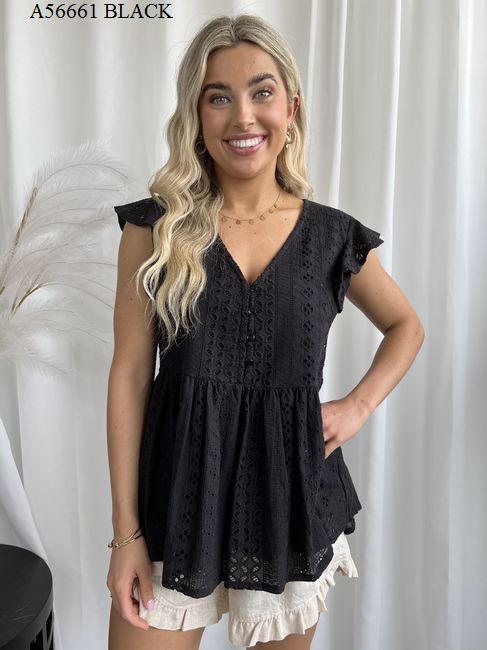 #Cotton Lace Top with Frill