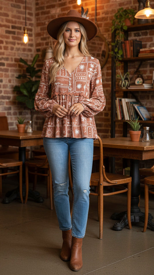 #Sunburst Ric Rac L/S Top