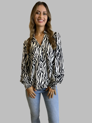 ZIGGY ZEBRA PRINT L/S TOP