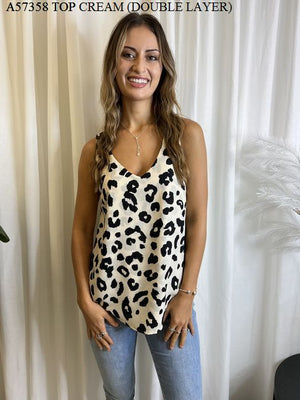 ANGIE LEOPARD PRNT SINGLET TOP