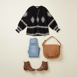 REGAL L/S EMBROIDERED TOP