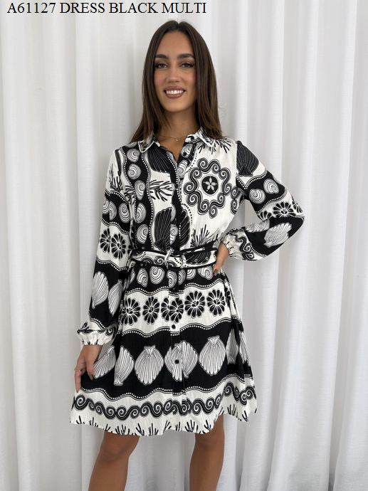 SHELL CITY MIDI BELTED DRESS