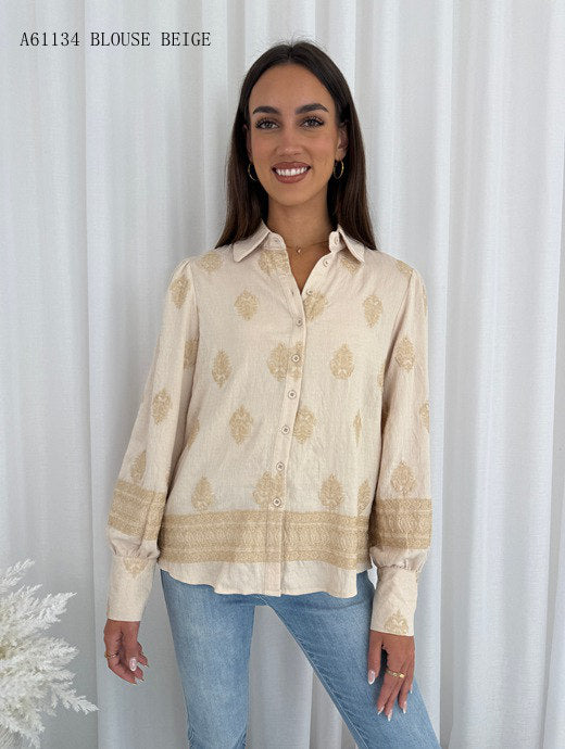 ELEGANCE L/S EMBROIDERED TOP