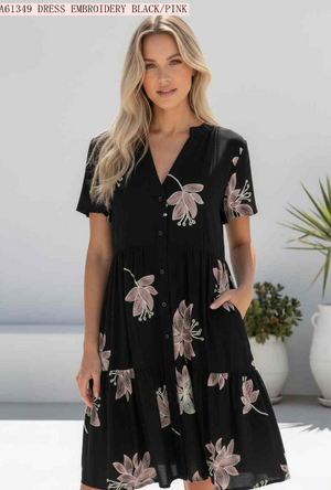 Eloise Button Down Embroidered Dress
