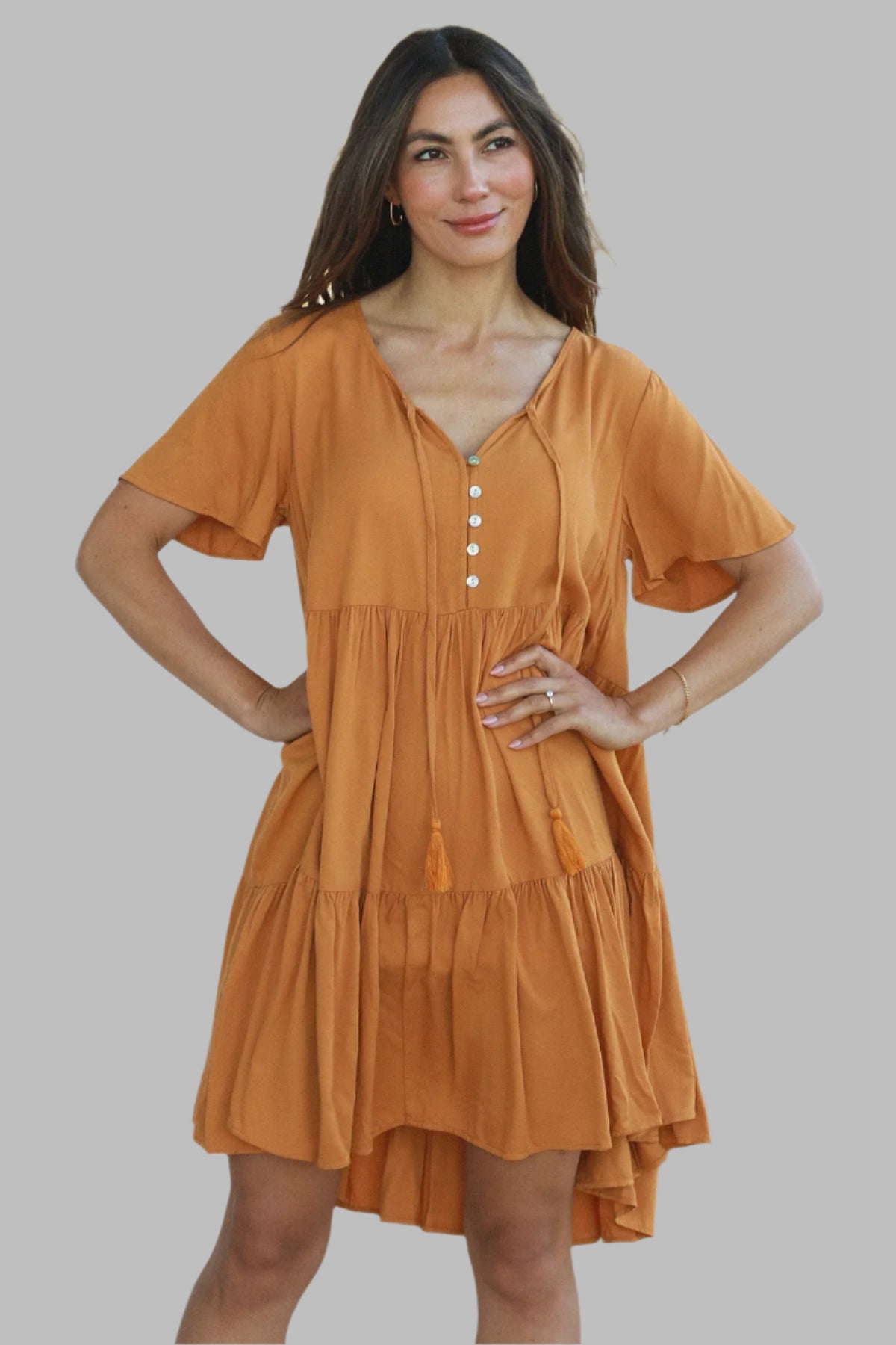 hippy mini dress LILITH MUSTARD MINI DRESS