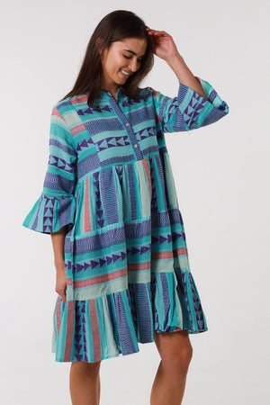 KHARMA1 JACQUARD MINI DRESS BLUE