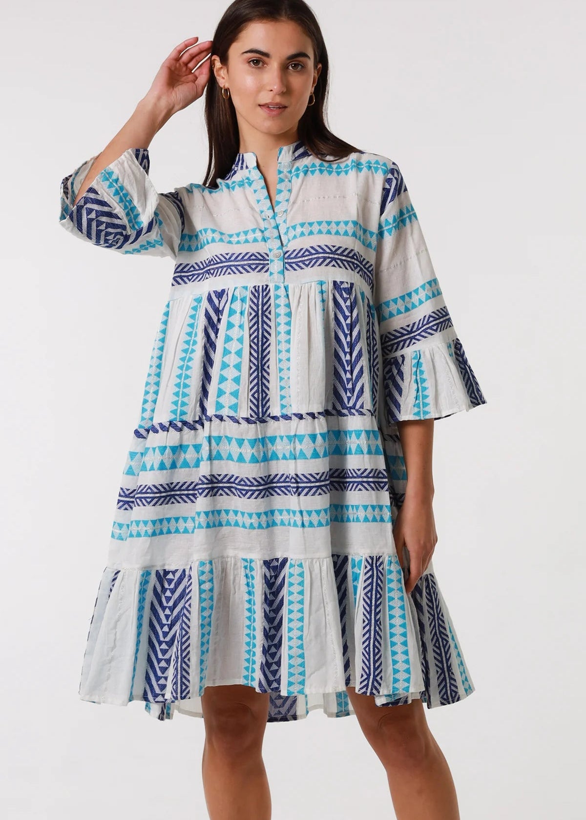 🌟SALE - Kharma3 Jacquard Mini Dress BLUE/WHITE
