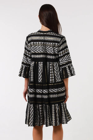 KHARMA4 JACQUARD MINI DRESS BLACK