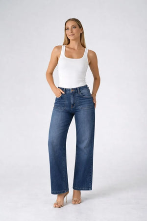 Mid Wash Wide Leg Jeans