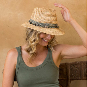 Natural Weaved Hat With Gems