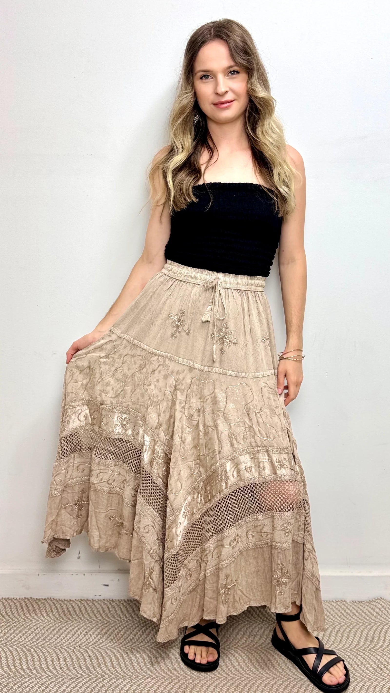 Davina Silk Crochet Skirt