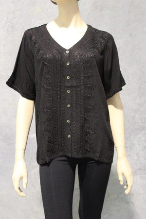 #Crepe Button Up Top