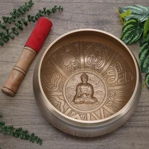 Brass Buddha Gold Singing Bowl 17cm