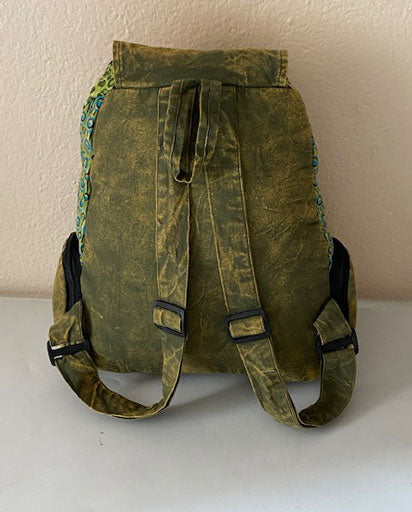 Swirl Stonewashed Patchwork Cotton Backpack