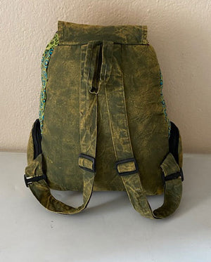 Swirl Stonewashed Patchwork Cotton Backpack