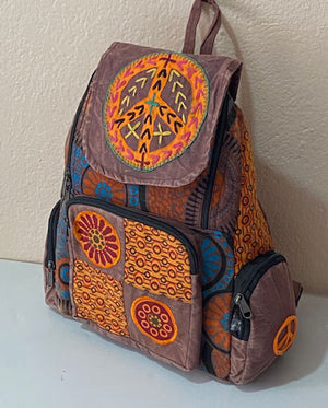 Peace Stonewashed Patch Cotton Backpack