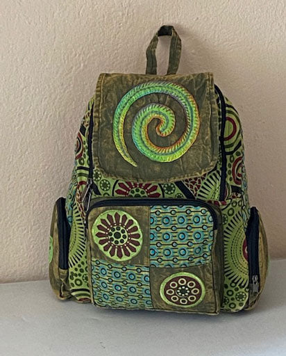 Swirl Stonewashed Patchwork Cotton Backpack