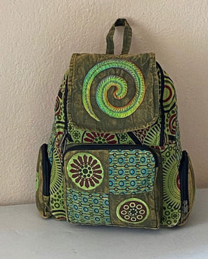 Swirl Stonewashed Patchwork Cotton Backpack