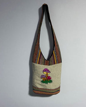 Mushroom Embroidery Cotton Jogi Bag