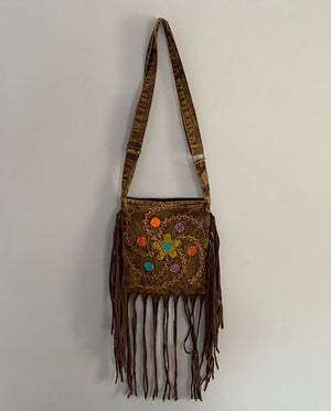 Floral Handwork Cotton Fringe Bag