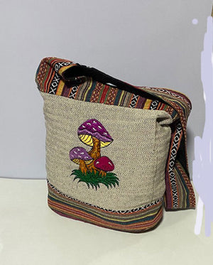 Mushroom Embroidery Cotton Jogi Bag
