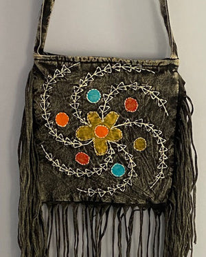 Floral Handwork Cotton Fringe Bag