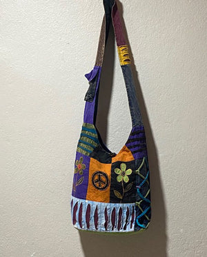Stonewashed Razor Cut Peace & Floral Jogi Bag