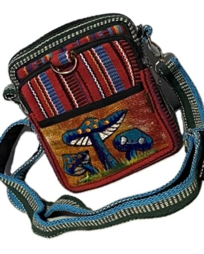 Small Hemp Cotton Bag Mushroom